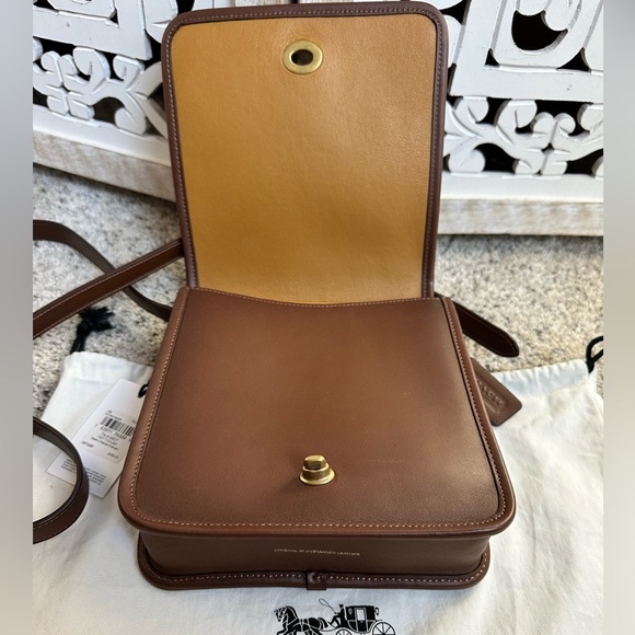 COACH DARK SADDLE 1941 TURNLOCK FLAP / COMPACT POUCH BAG - Picture 10 of 16